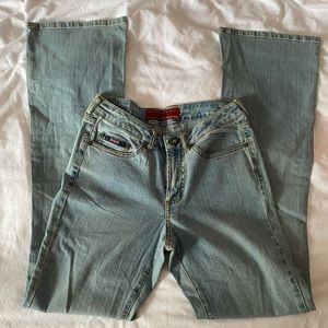 Light wash slim flare jeans